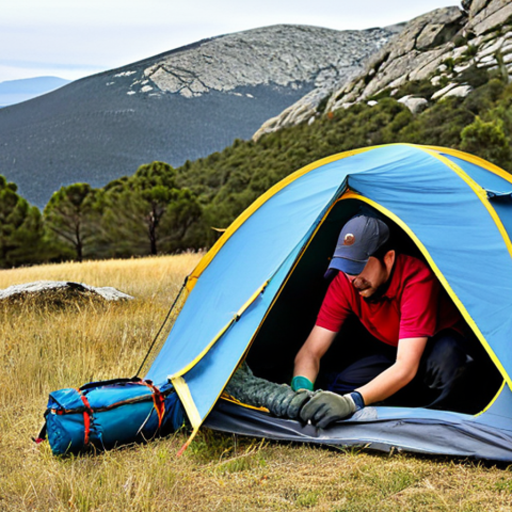 텐트 설치 방법 - Setting up the Tent - Strategic Unpacking**
"A person carefully unpacking a camping tent in the Sie...
