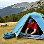 텐트 설치 방법 - Setting up the Tent - Strategic Unpacking**
"A person carefully unpacking a camping tent in the Sie...