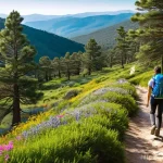 하이킹과 트레킹의 차이 - **Prompt 1: Serene Morning Hike in Guadarrama**
"A young adult, approximately 25-30 years old, w...
